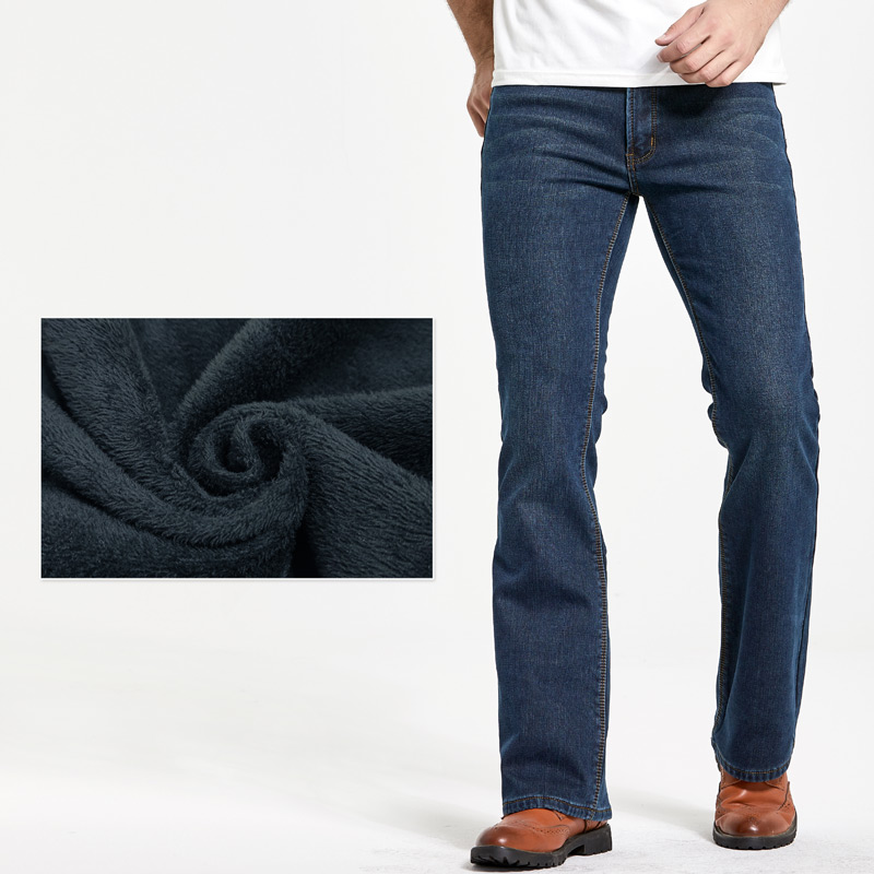 Men Shoes Jeans - Mens Winter Stretch Denim Jeans Thicken