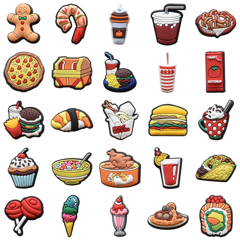 Men Shoes Kinds - Real Kind Burger Fries Shoe Charms