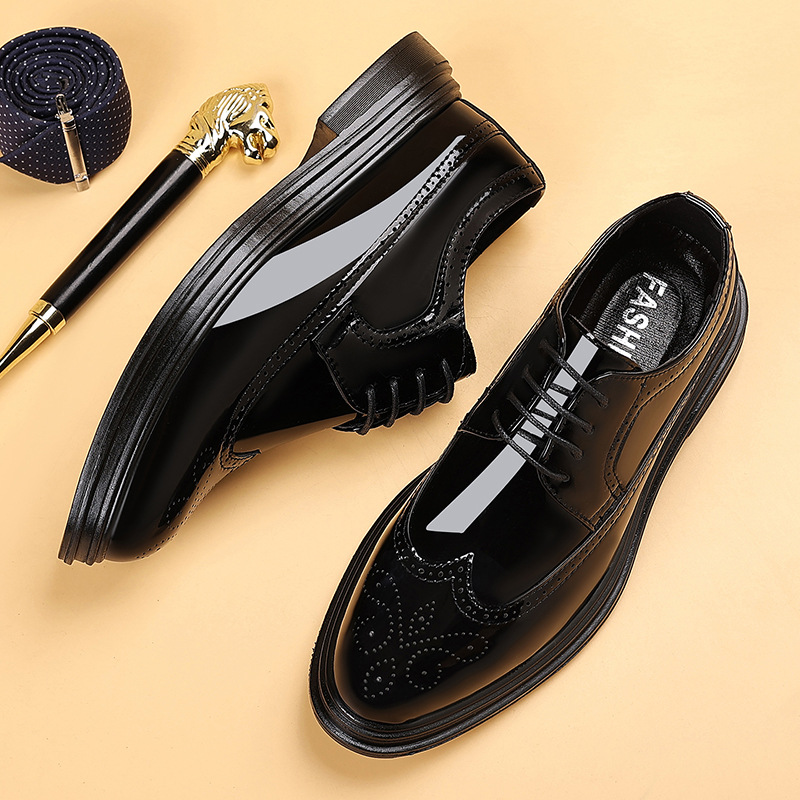 Men's Patent Leather Brogue Dr - Men Shoes Oxford ulasan dan harga