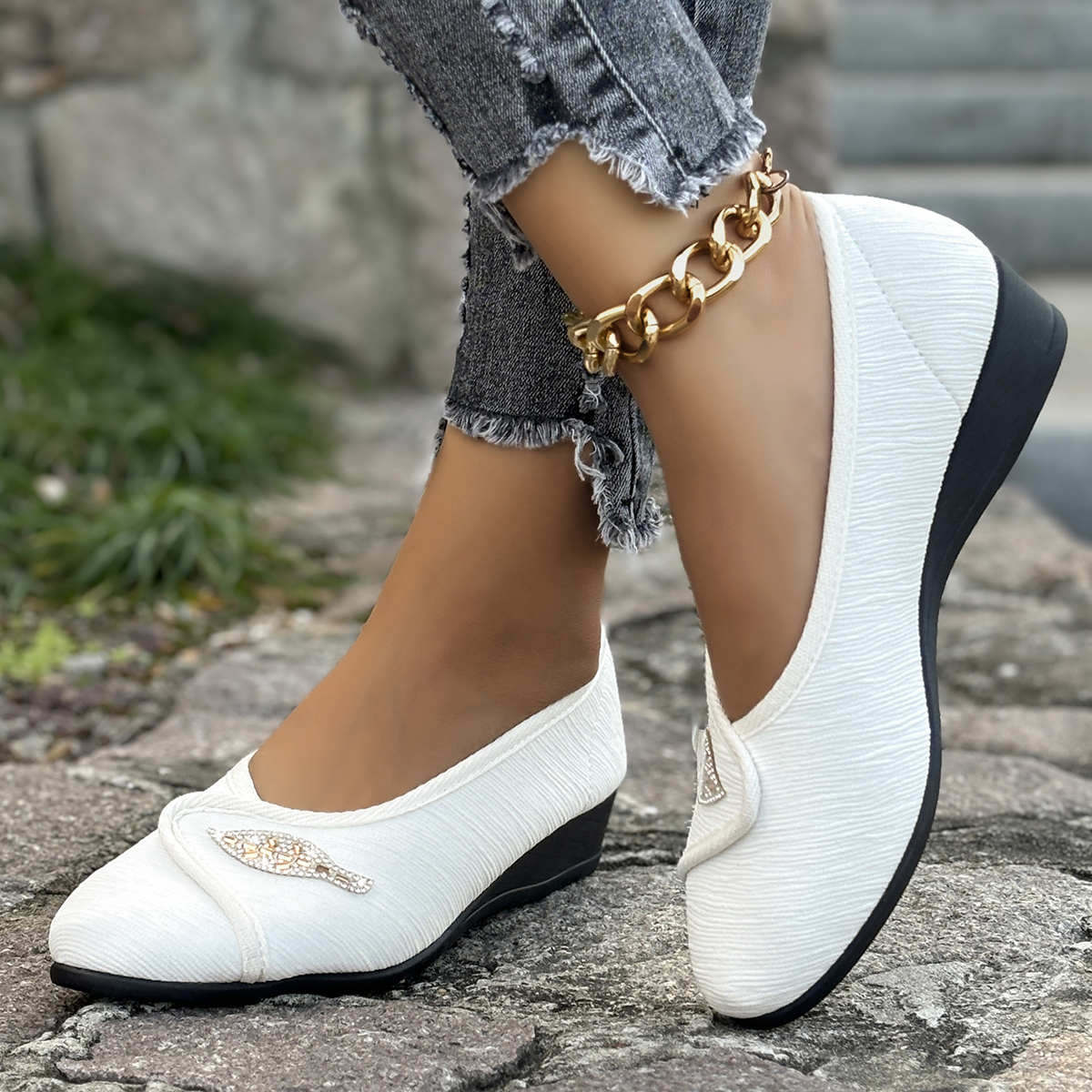 Women's Elegant Rhinestone Fla - Men'S Shoes Slip On ulasan dan harga