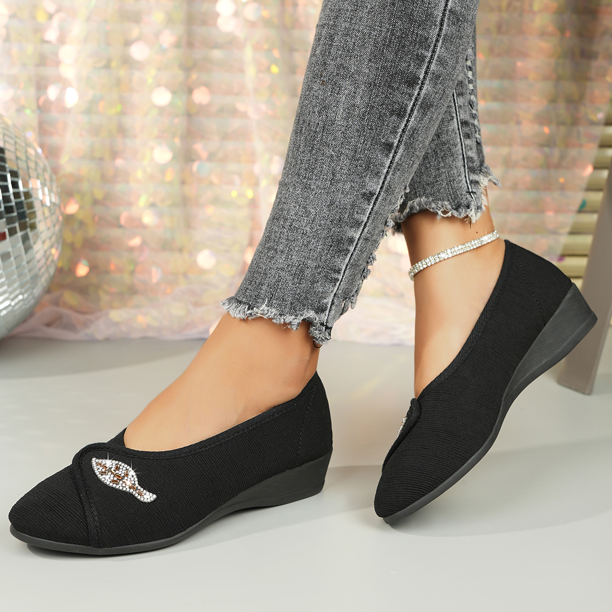 Women's Elegant Rhinestone Fla - Men'S Shoes Slip On ulasan dan harga