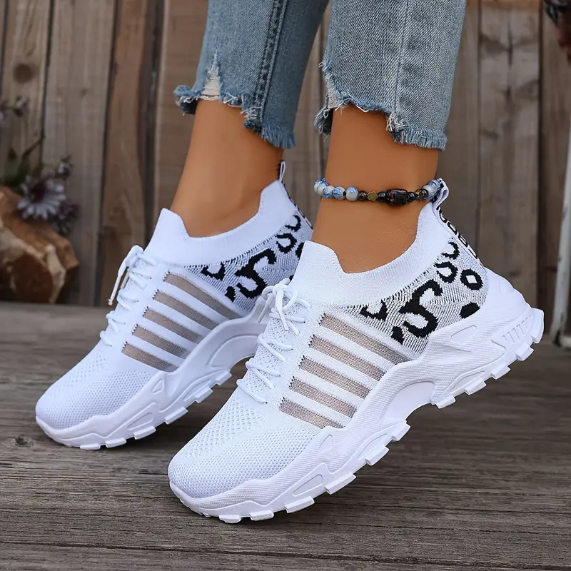 Leopard Print Knit Women's Sne - Mesh Trainer Breathable ulasan dan harga