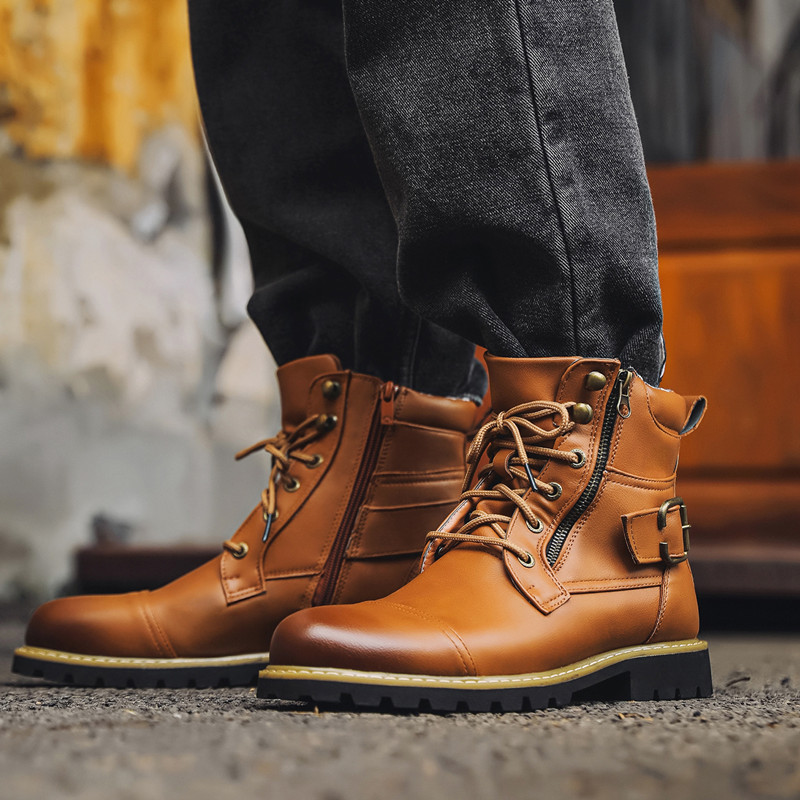Fashion Men Leather Boots Meta - Men Shoes Oxford ulasan dan harga