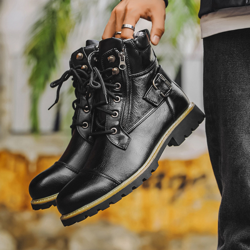 Fashion Men Leather Boots Meta - Men Shoes Oxford ulasan dan harga