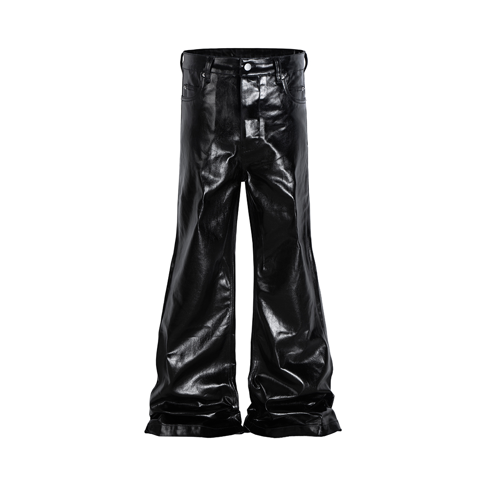 High Street Wide Leg Glossy Pu - Men Shoes Jeans ulasan dan harga