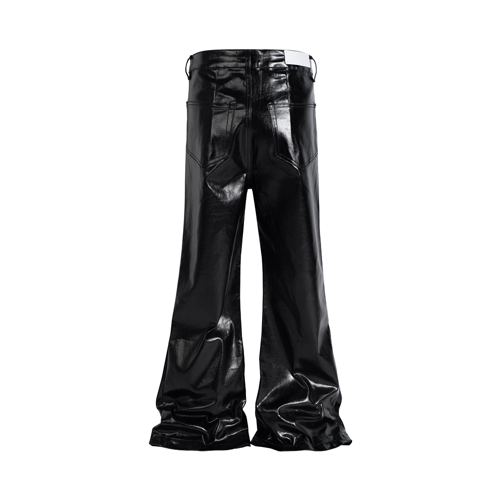 High Street Wide Leg Glossy Pu - Men Shoes Jeans ulasan dan harga
