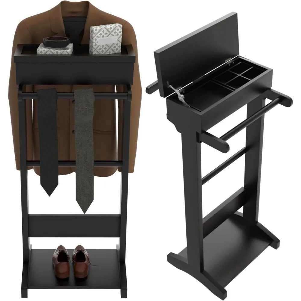 wooden valet stand clothes wit - Men Shoes Rack ulasan dan harga