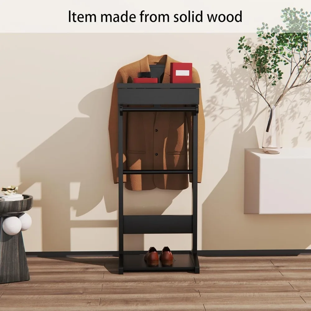 wooden valet stand clothes wit - Men Shoes Rack ulasan dan harga