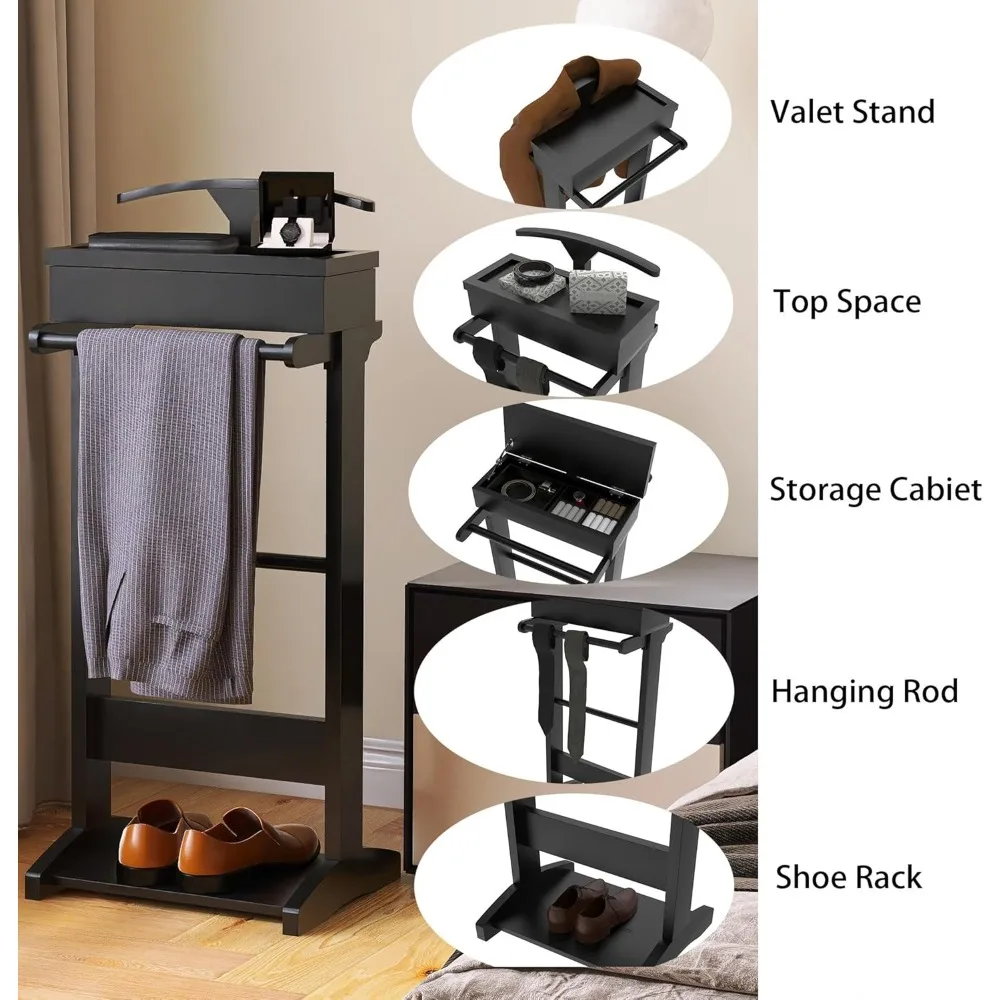 wooden valet stand clothes wit - Men Shoes Rack ulasan dan harga