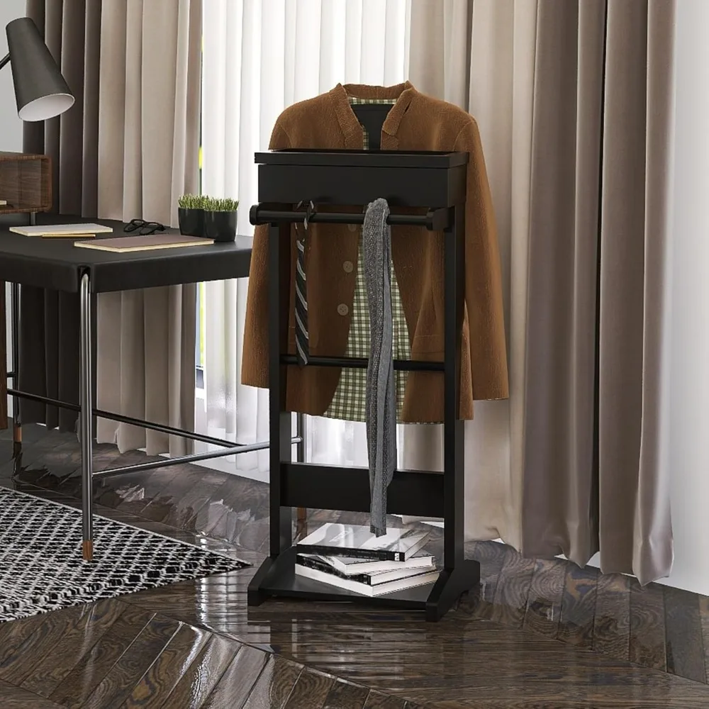 wooden valet stand clothes wit - Men Shoes Rack ulasan dan harga