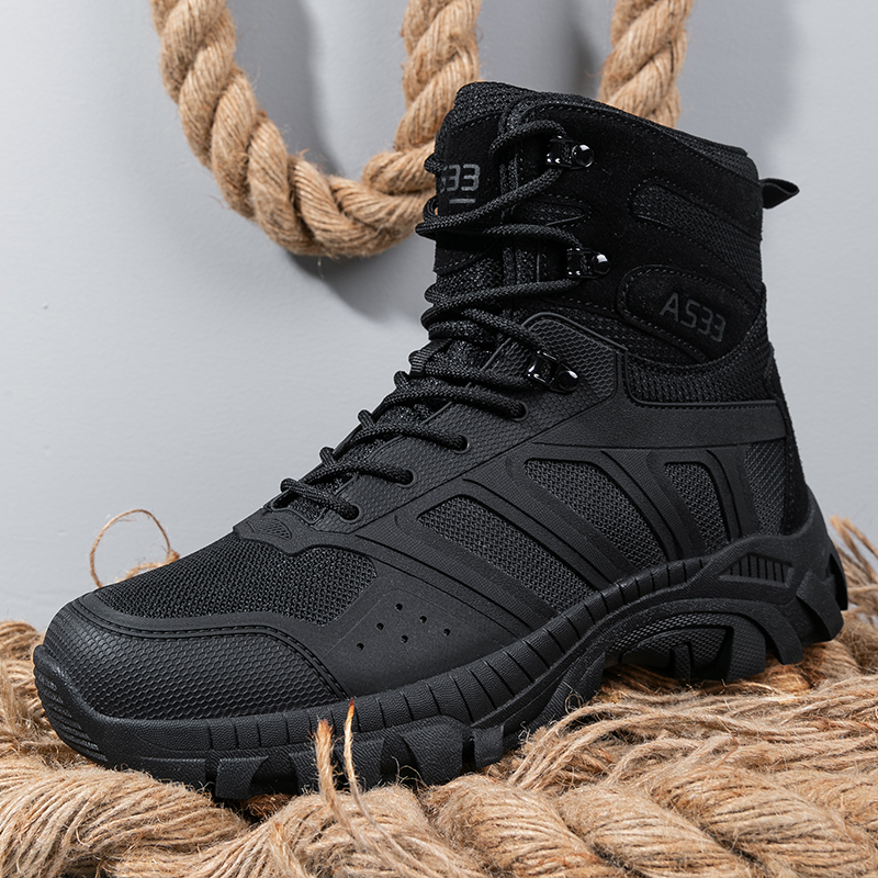 Men Tactical Boots Lace Up Des - Hiking Boot Waterproof ulasan dan harga