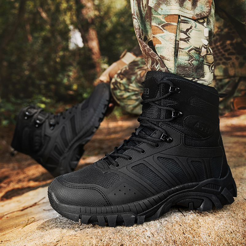 Men Tactical Boots Lace Up Des - Hiking Boot Waterproof ulasan dan harga