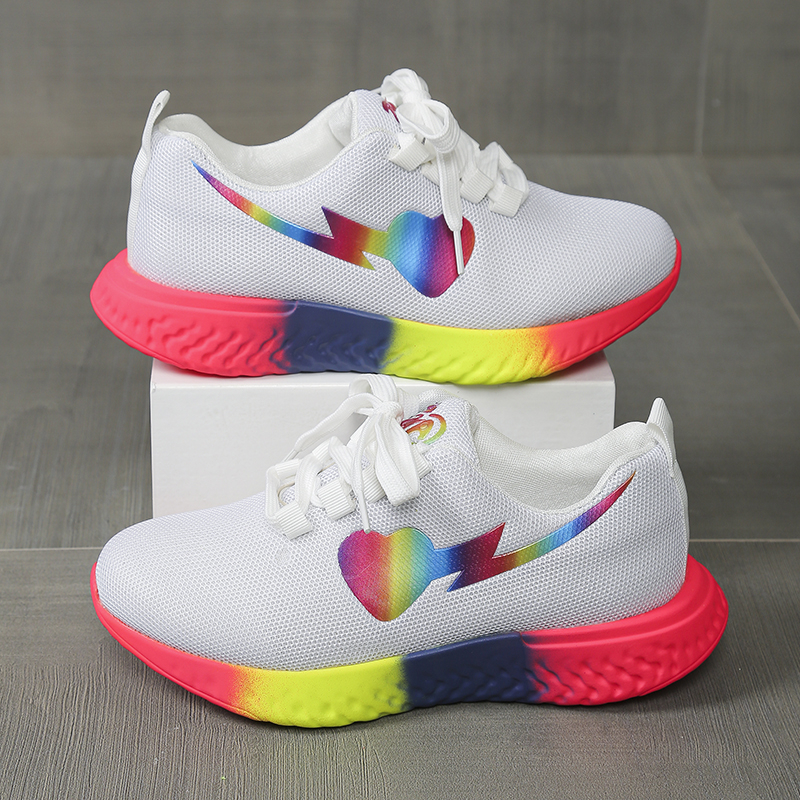 Women Rainbow Sole Light Sneak - Mesh Trainer Breathable ulasan dan harga