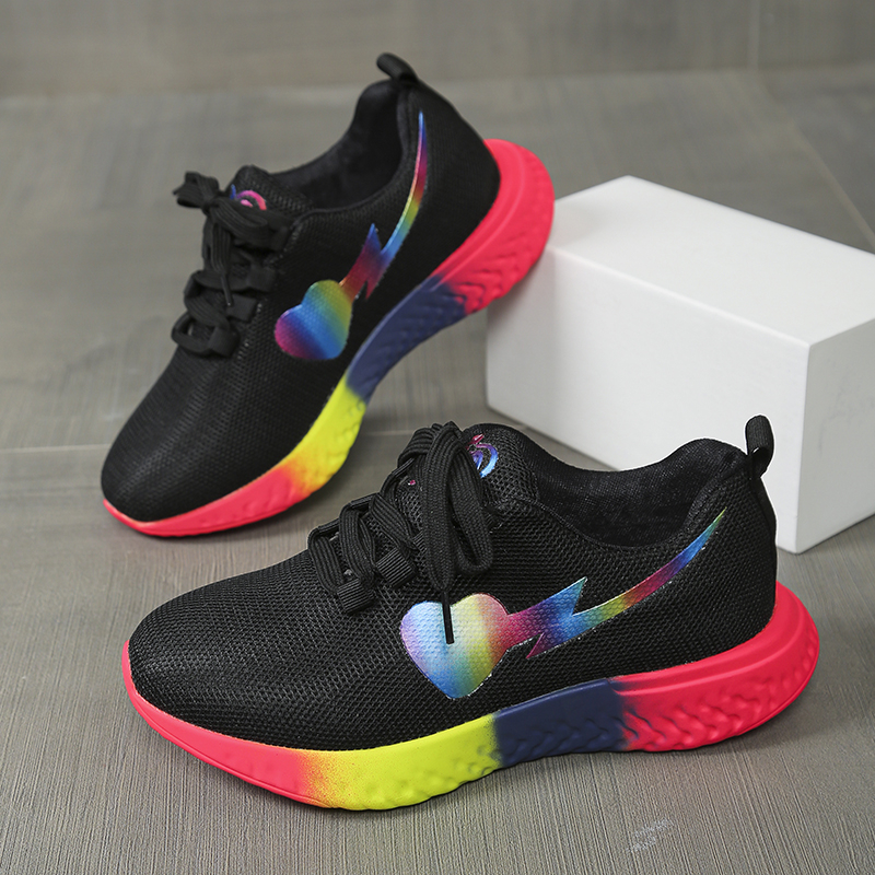 Women Rainbow Sole Light Sneak - Mesh Trainer Breathable ulasan dan harga