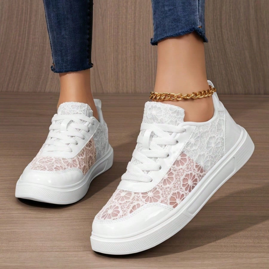 Women's White & Black Mesh Sne - Mesh Trainer Breathable ulasan dan harga