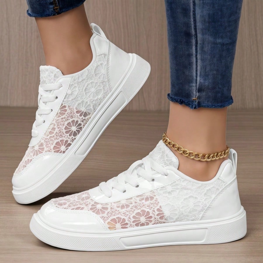 Women's White & Black Mesh Sne - Mesh Trainer Breathable ulasan dan harga