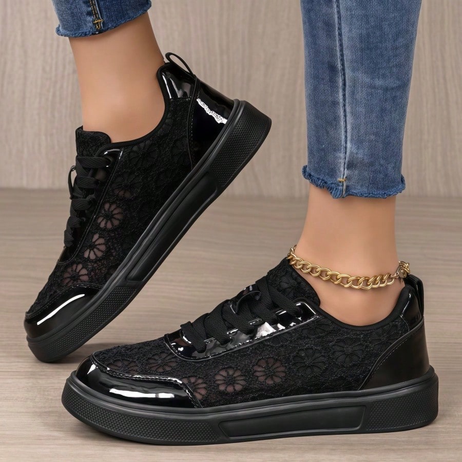 Women's White & Black Mesh Sne - Mesh Trainer Breathable ulasan dan harga