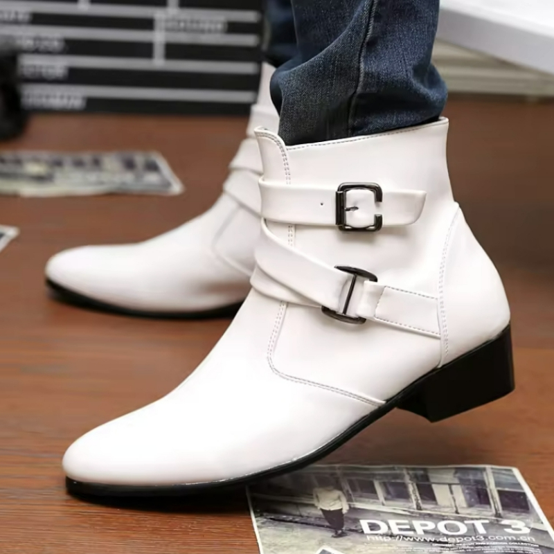 Luxury Men Boots Leather Chels - Men Shoes White Colour ulasan dan harga