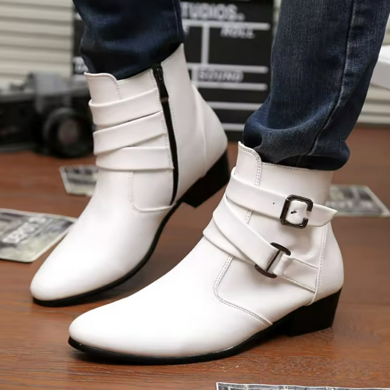 Luxury Men Boots Leather Chels - Men Shoes White Colour ulasan dan harga