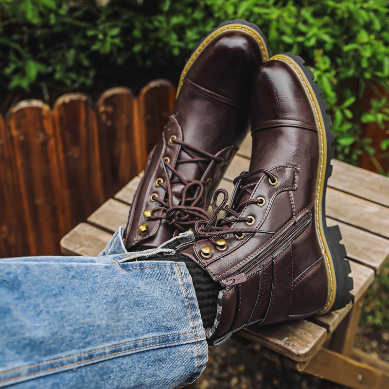 Quality Men Leather Boots Meta - Men Shoes Oxford ulasan dan harga