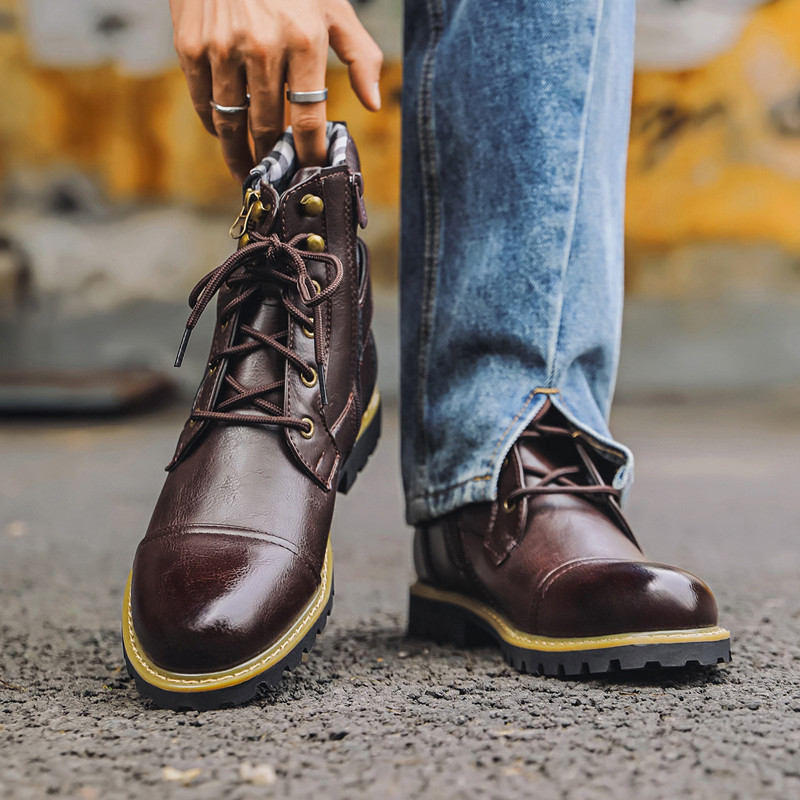Autumn Winter Fashion Men Leat - Men Shoes Oxford ulasan dan harga